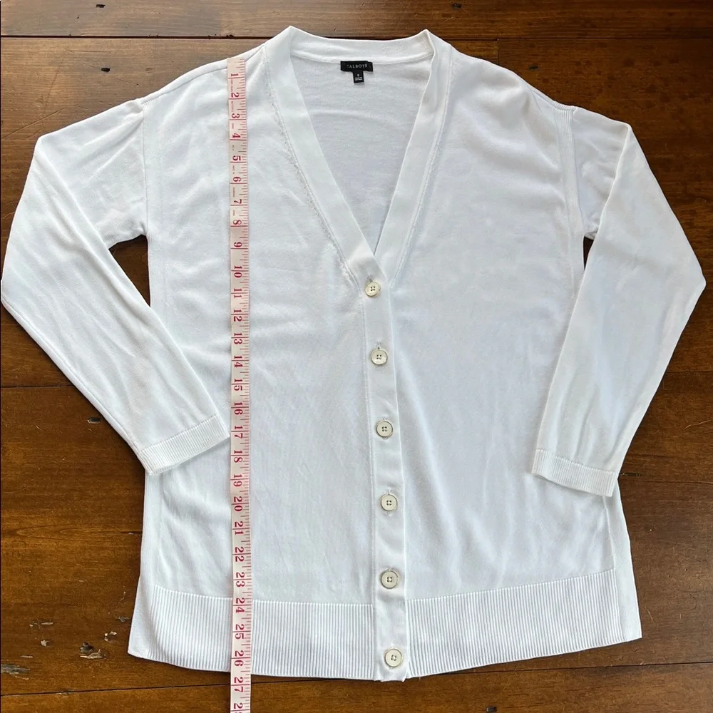 Talbots White Button Down Cardigan Sz S
